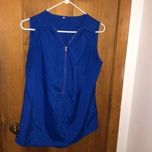 Blue Hali zip up sleeveless shirt